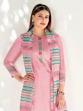 Alok Karachi Pink Unstitched Cotton Salwar Suits Dress Material