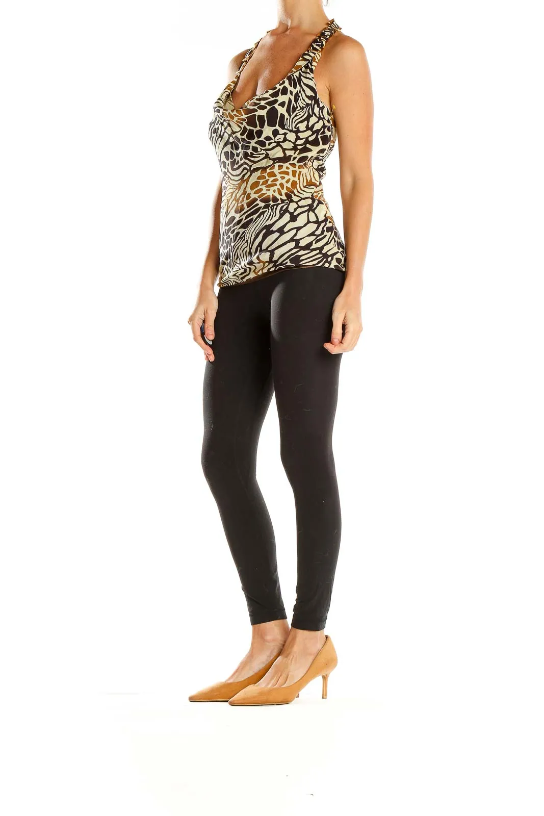 Animal Print Silk Halter Top