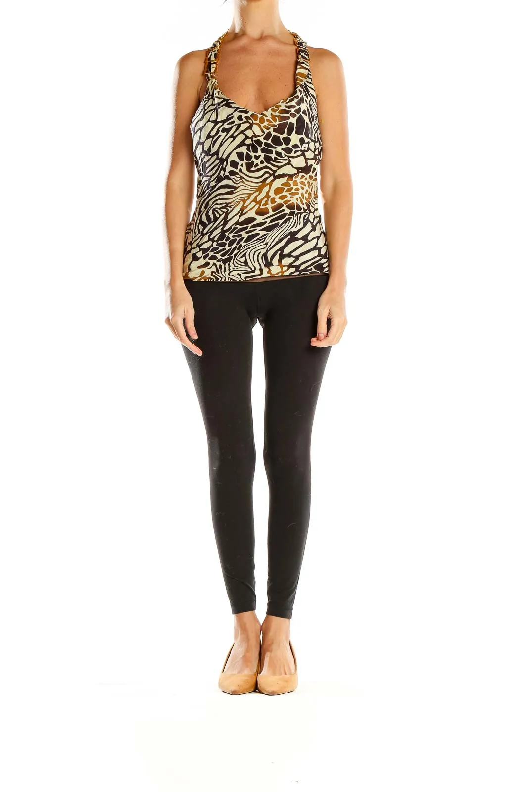 Animal Print Silk Halter Top