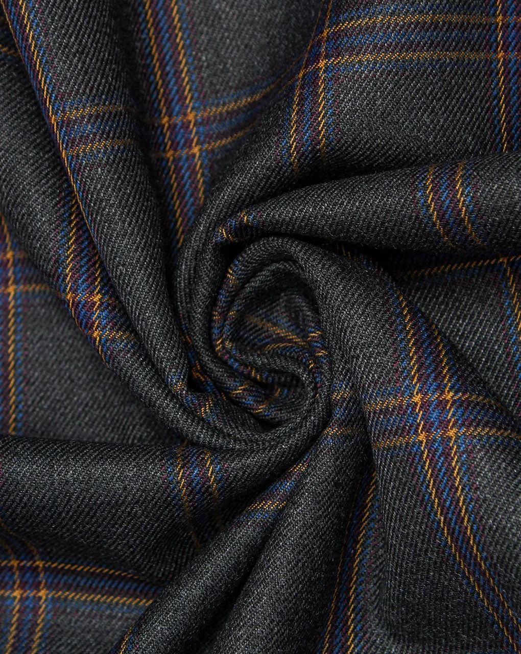 Black And Multicolor Checks Woolen Suiting Fabric