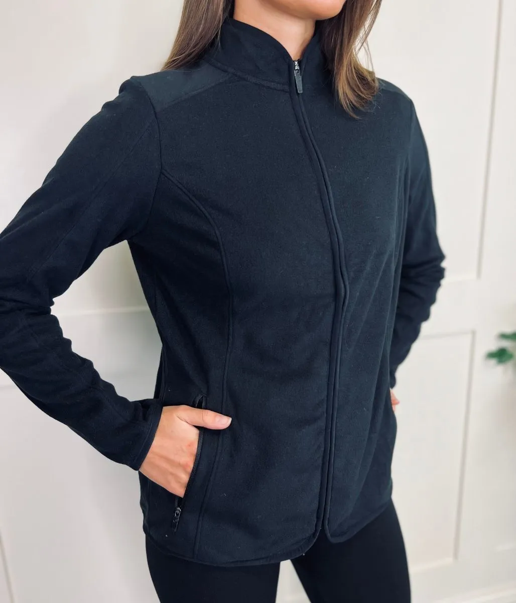 Black Funnel Neck Activewear Fleece