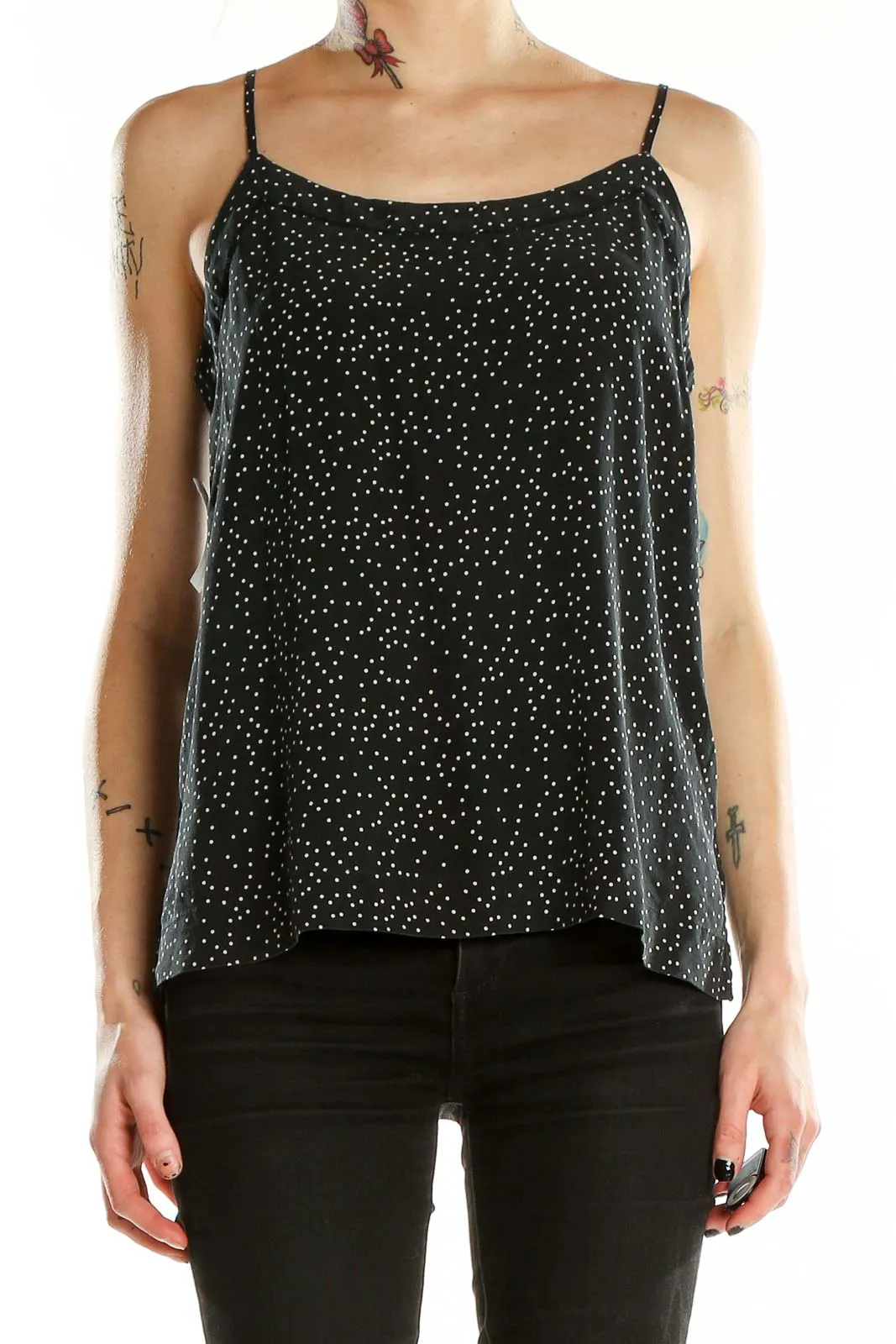 Black Polka Dot Silk Camisole