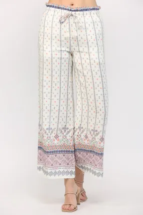 Border Print Wide Leg Pant