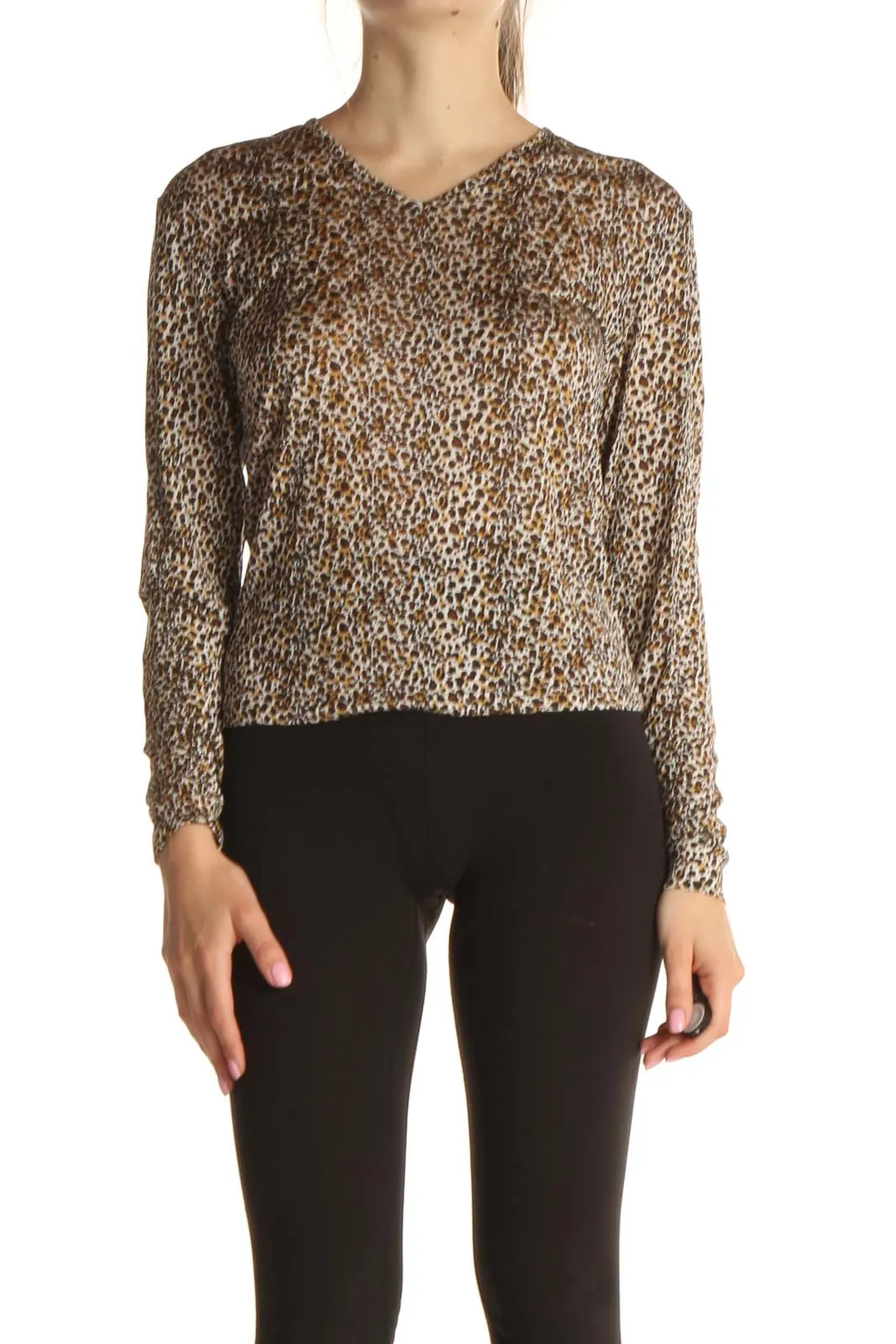 Brown Animal Print All Day Wear Silk Shirt