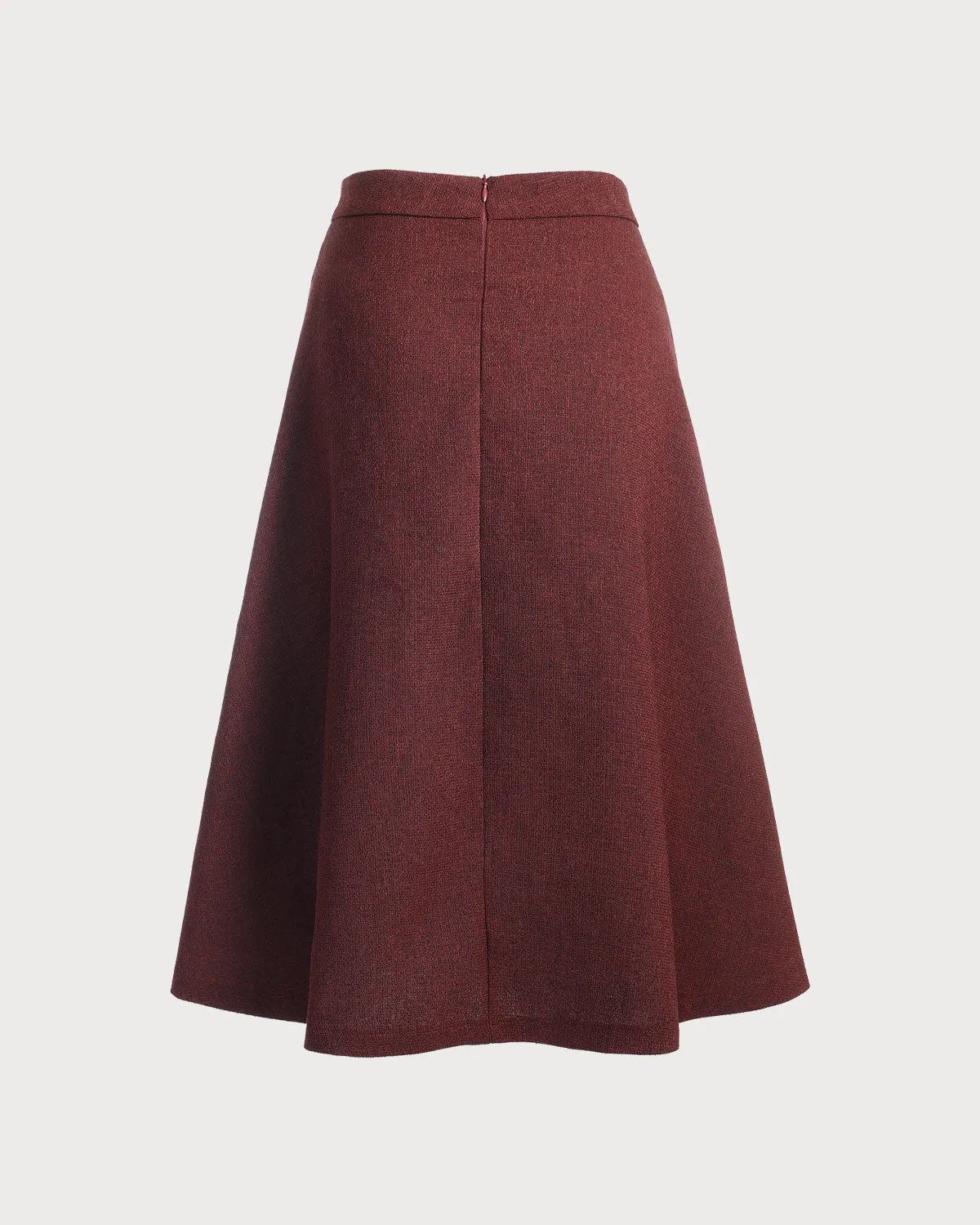 Burgundy High Waisted Tweed Skirt