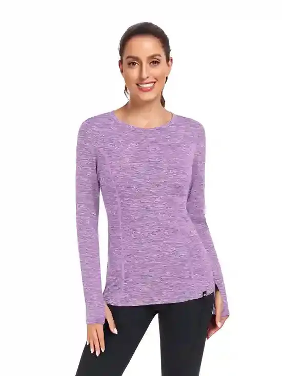 Crew-neck Long-sleeve Fleece Tops for Women