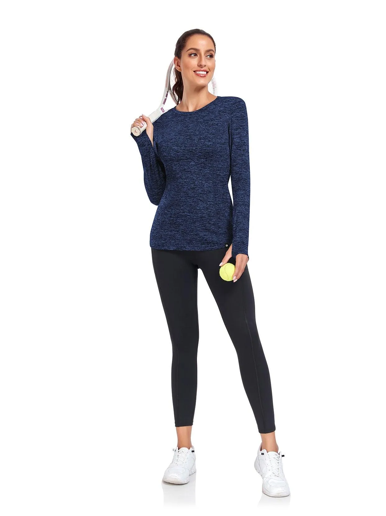 Crew-neck Long-sleeve Fleece Tops for Women