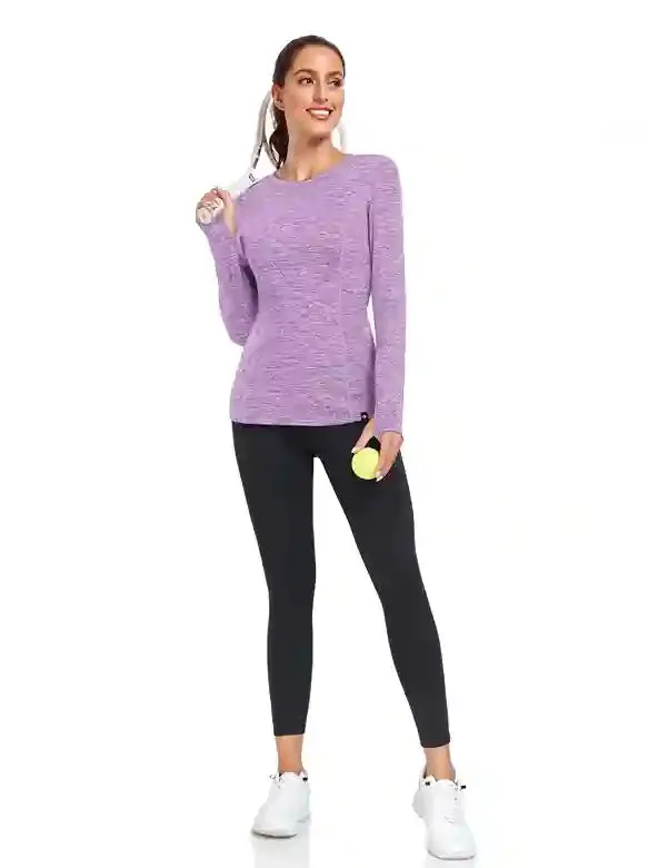 Crew-neck Long-sleeve Fleece Tops for Women