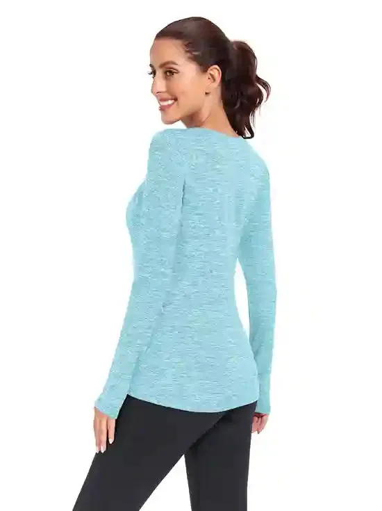 Crew-neck Long-sleeve Fleece Tops for Women