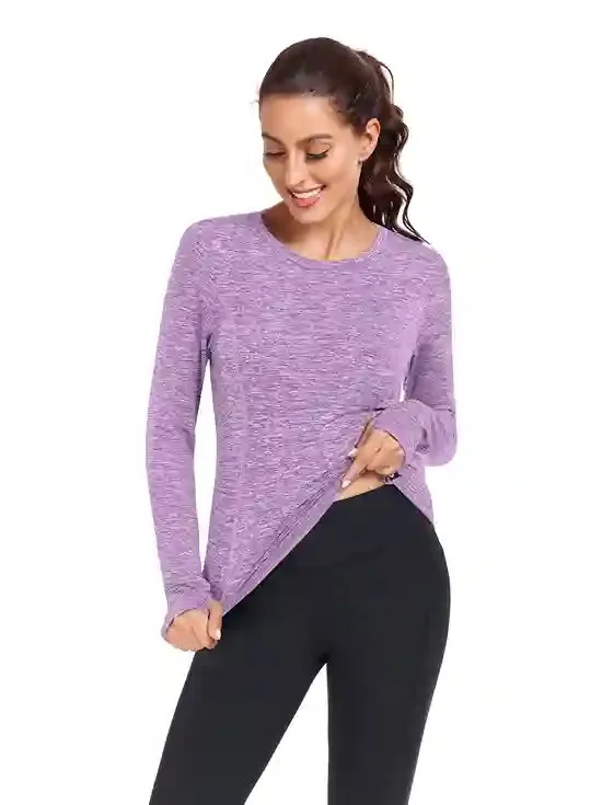 Crew-neck Long-sleeve Fleece Tops for Women