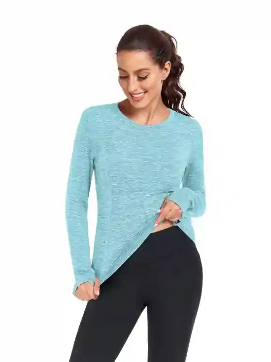 Crew-neck Long-sleeve Fleece Tops for Women