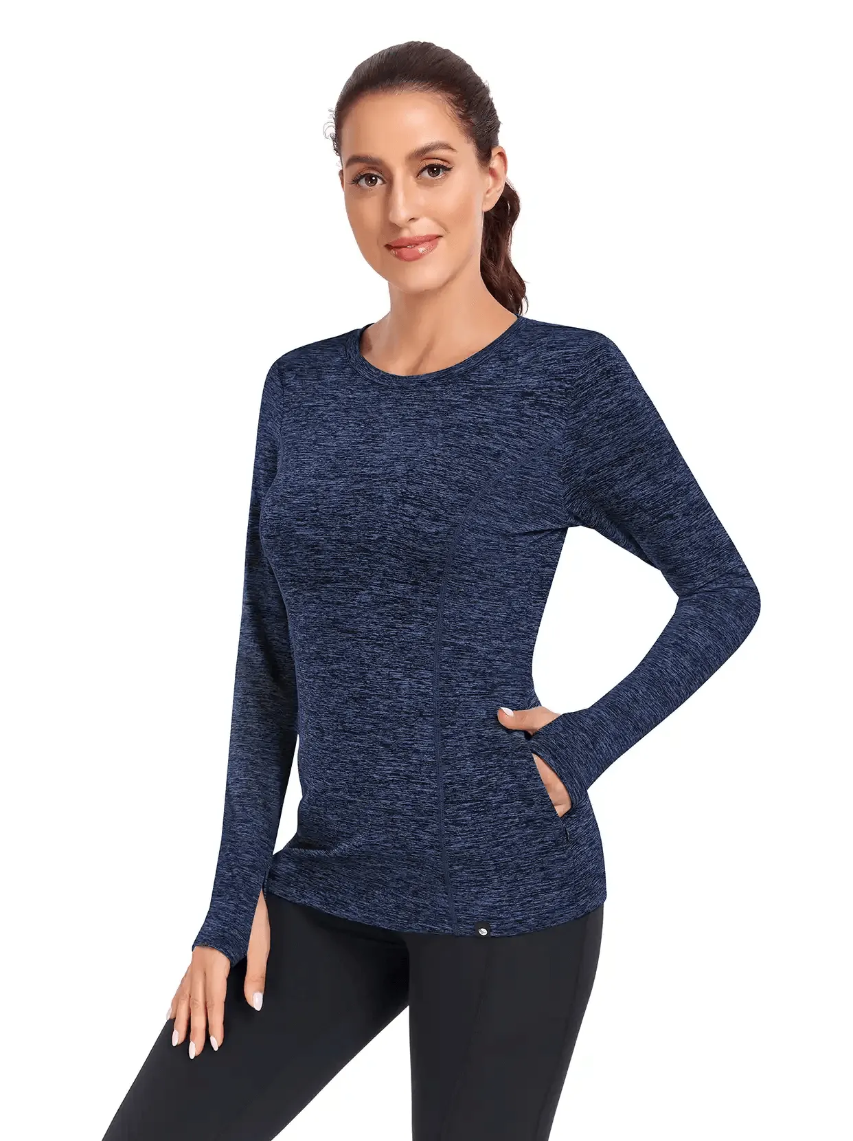 Crew-neck Long-sleeve Fleece Tops for Women