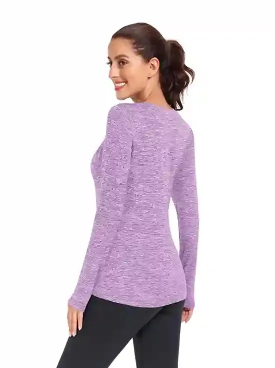 Crew-neck Long-sleeve Fleece Tops for Women