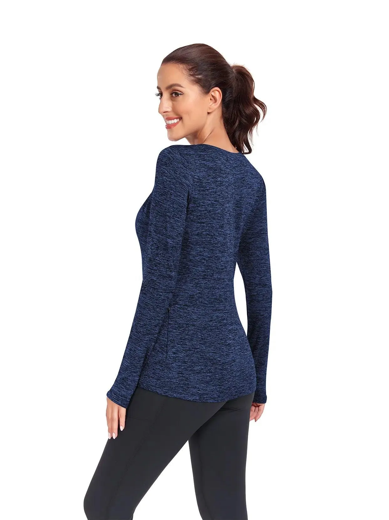 Crew-neck Long-sleeve Fleece Tops for Women