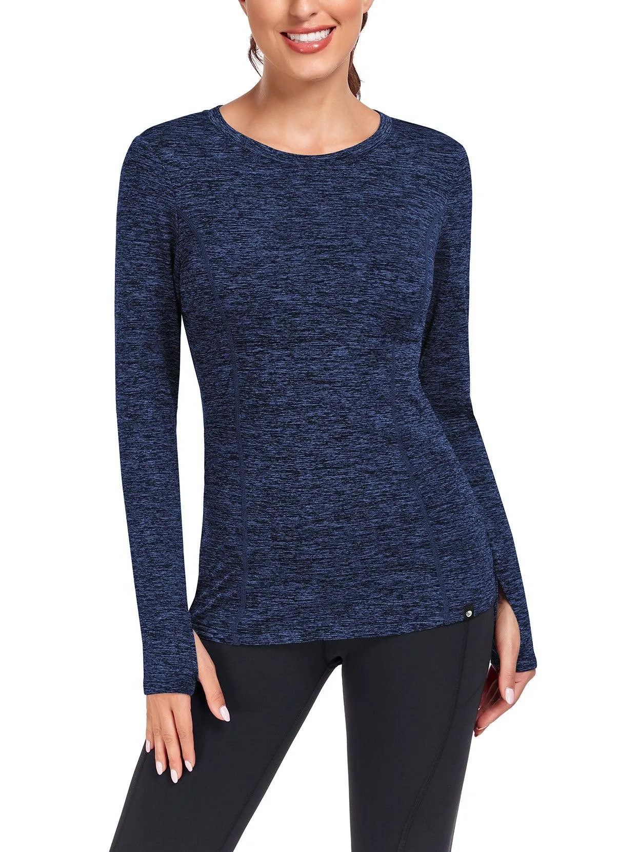 Crew-neck Long-sleeve Fleece Tops for Women