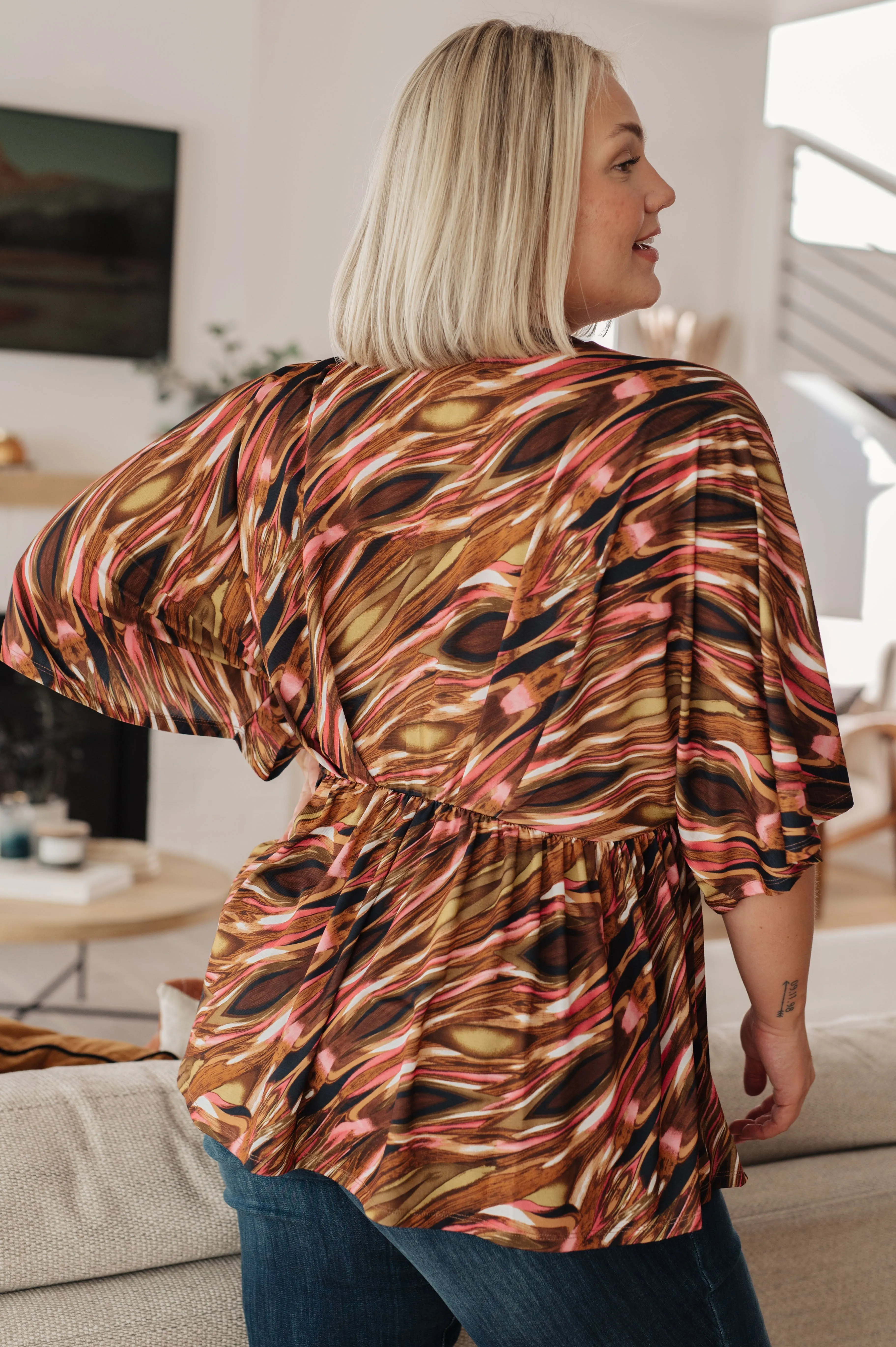 Dreamer Abstract Peplum Top