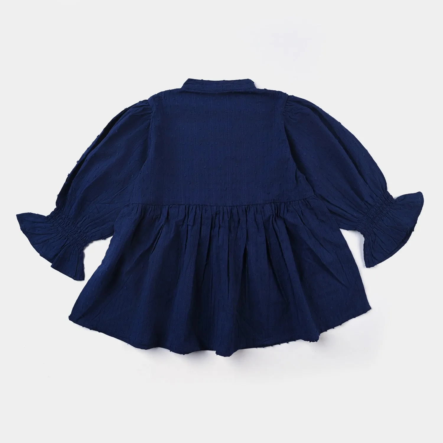 Girls Cotton EMB Top Blue Life-Navy Blue