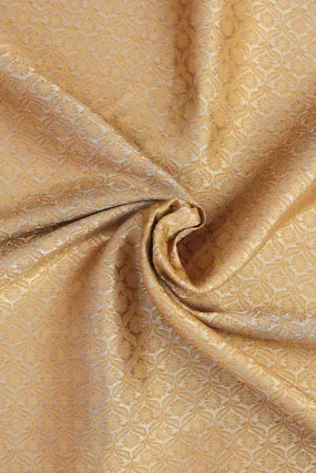 Golden Brown Pure Two Tone Banarasi Gold Zari with Ornate Jal Butta Jacquard Fabric