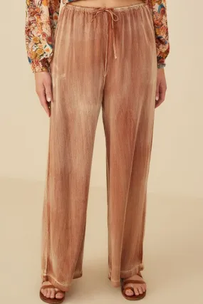 HAY111 - BROWN WIDE LEG TENCEL PANT