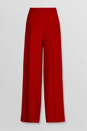 High waist wide leg pleated pants in red