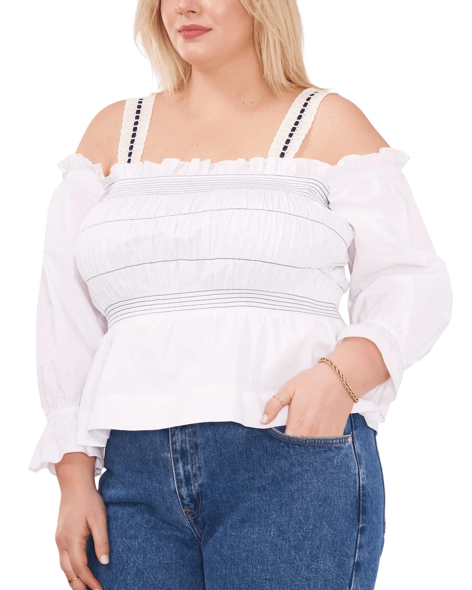 Kiera Smocked Top | ULTRA WHITE