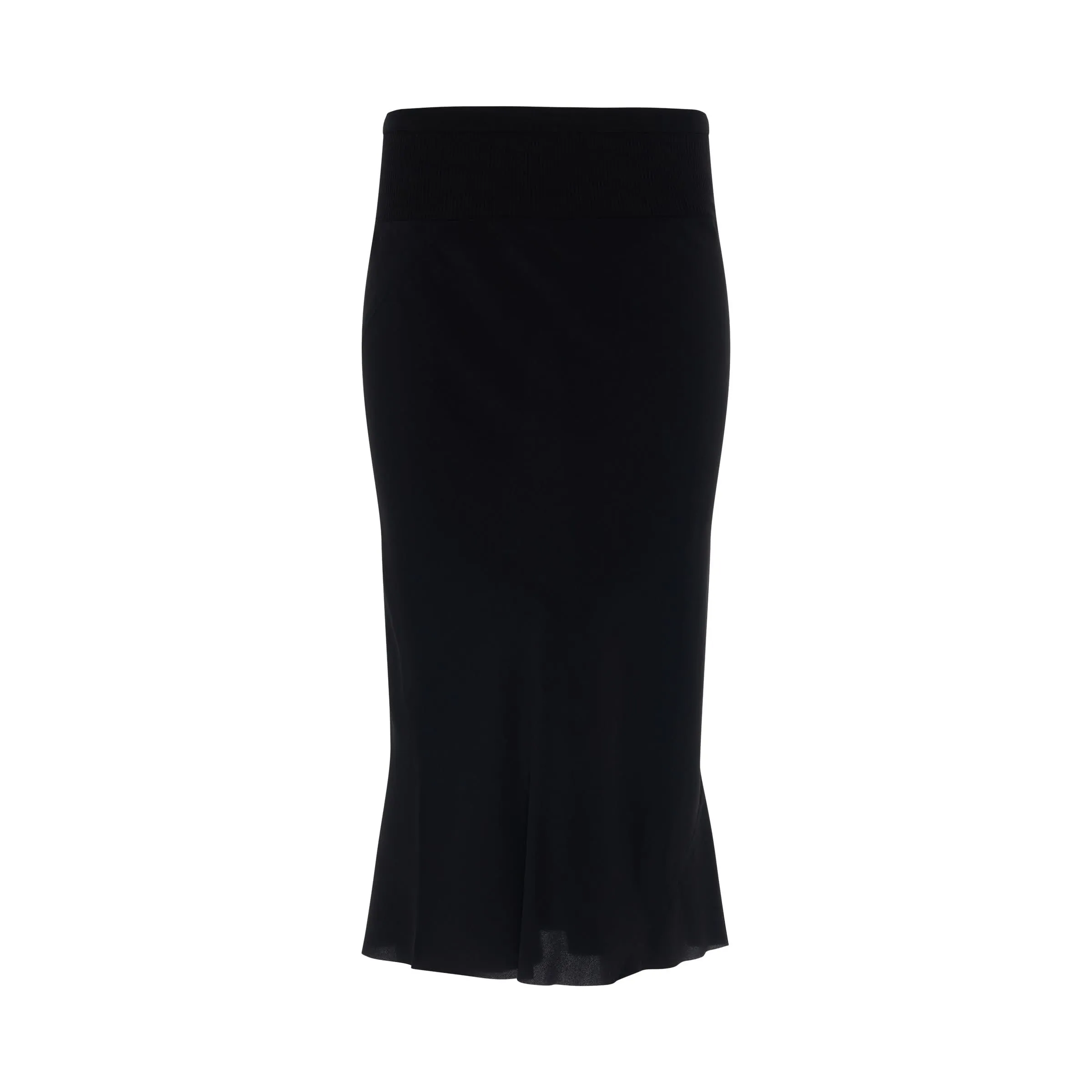 Knee Bias Crepe Skirt in Black