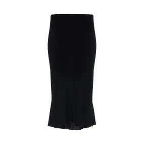 Knee Bias Crepe Skirt in Black