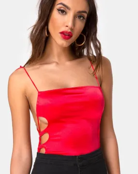 Lati Laced Up Bodice in Satin Red