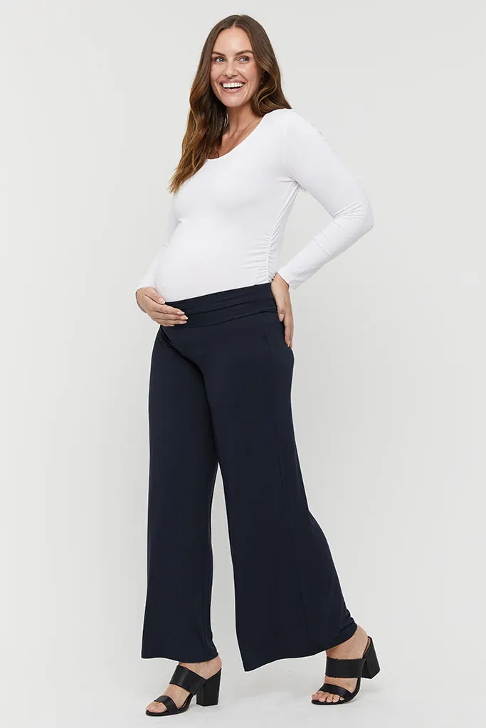 Luxe Wide Leg Maternity Pants - Dark Navy