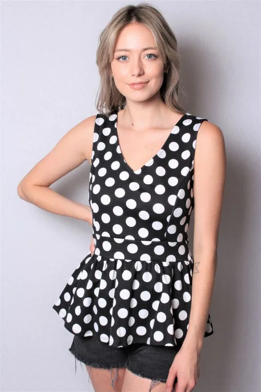 Maddie Polka Dot Peplum Top