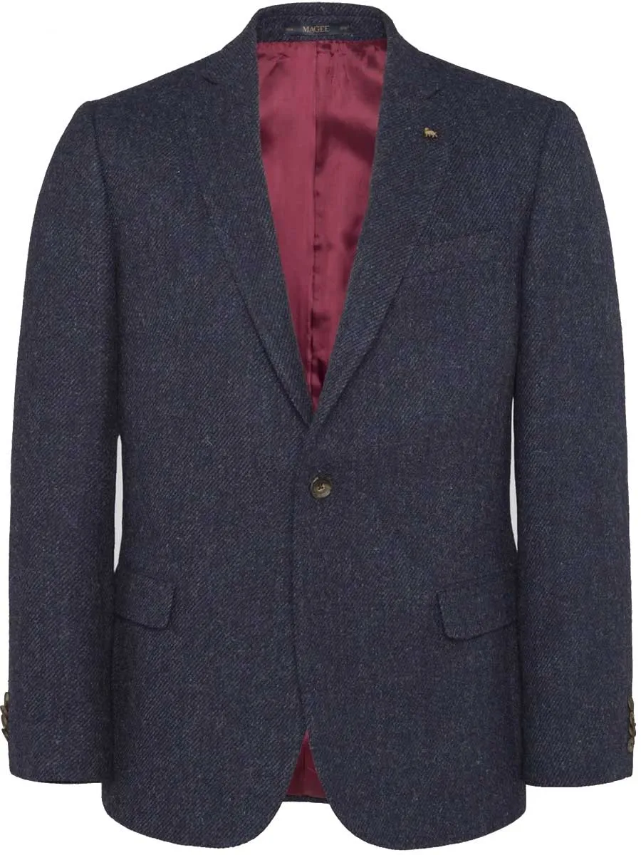 MAGEE Handwoven Donegal Tweed Jacket - Mens Liffey -  Blue Twill