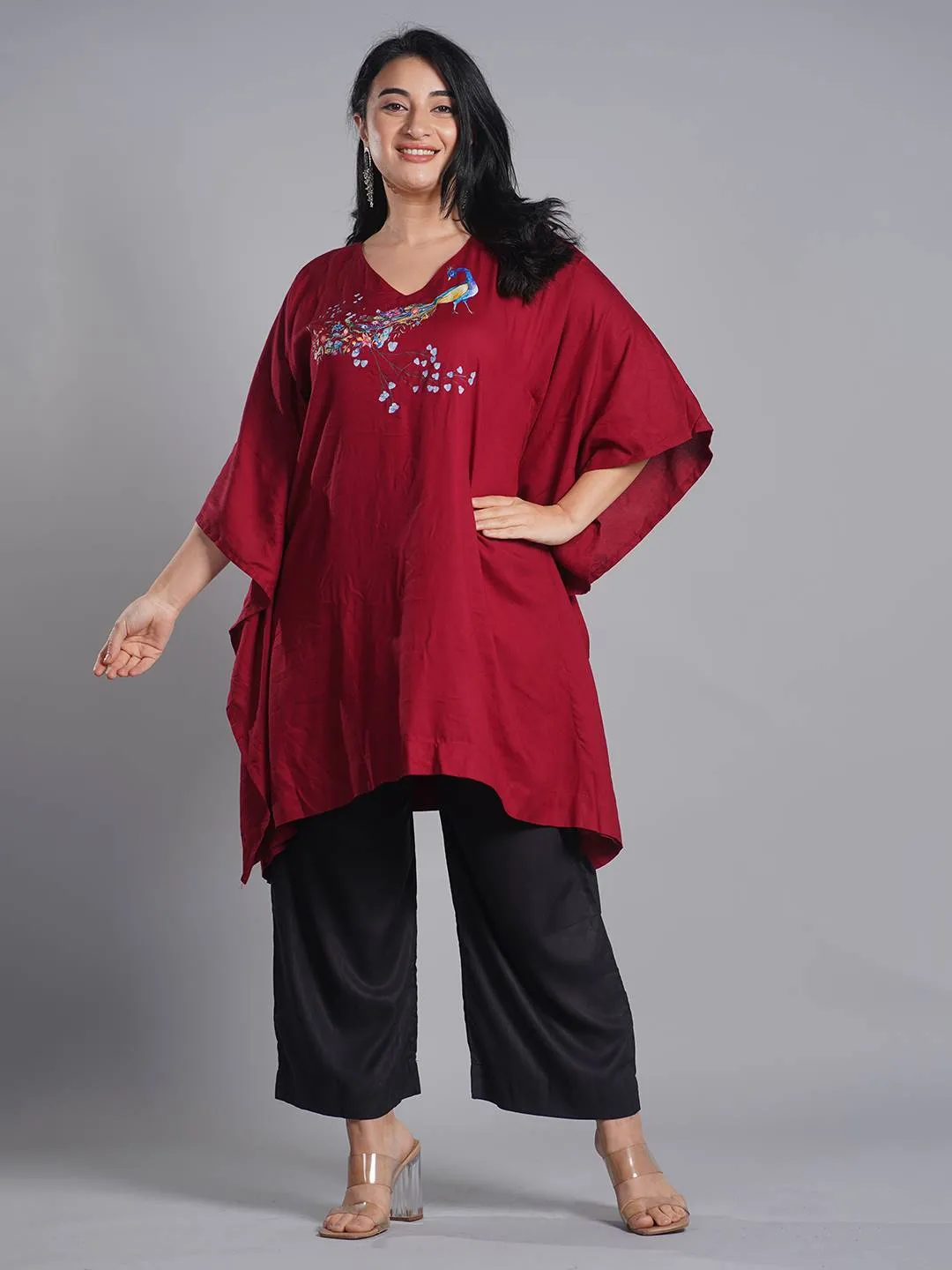 Maroon Kaftan Kurta - Morni