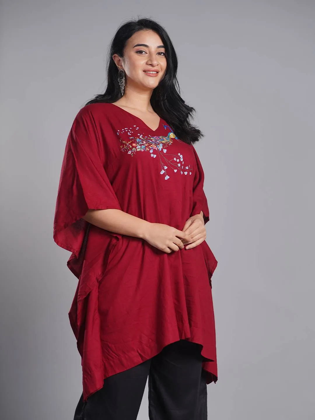 Maroon Kaftan Kurta - Morni