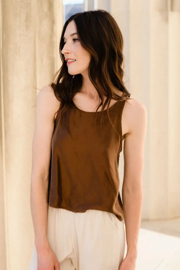 Natalie Busby Silk Essential Tank in Nutmeg