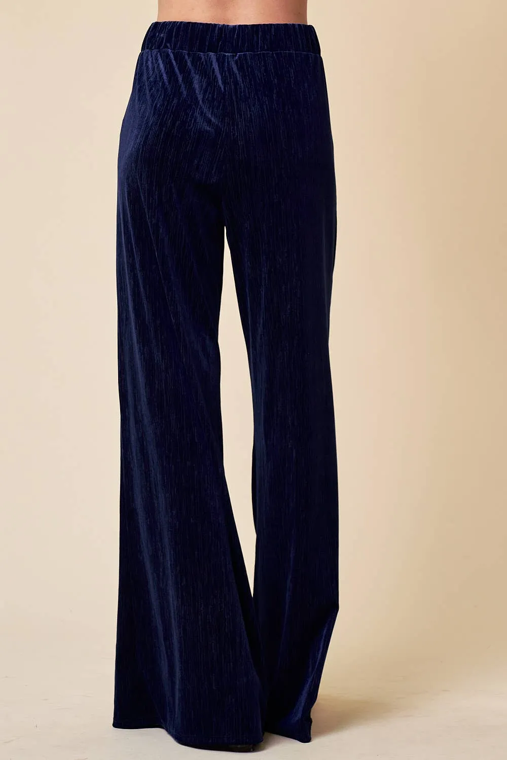 Nicki navy velvet wide leg pants