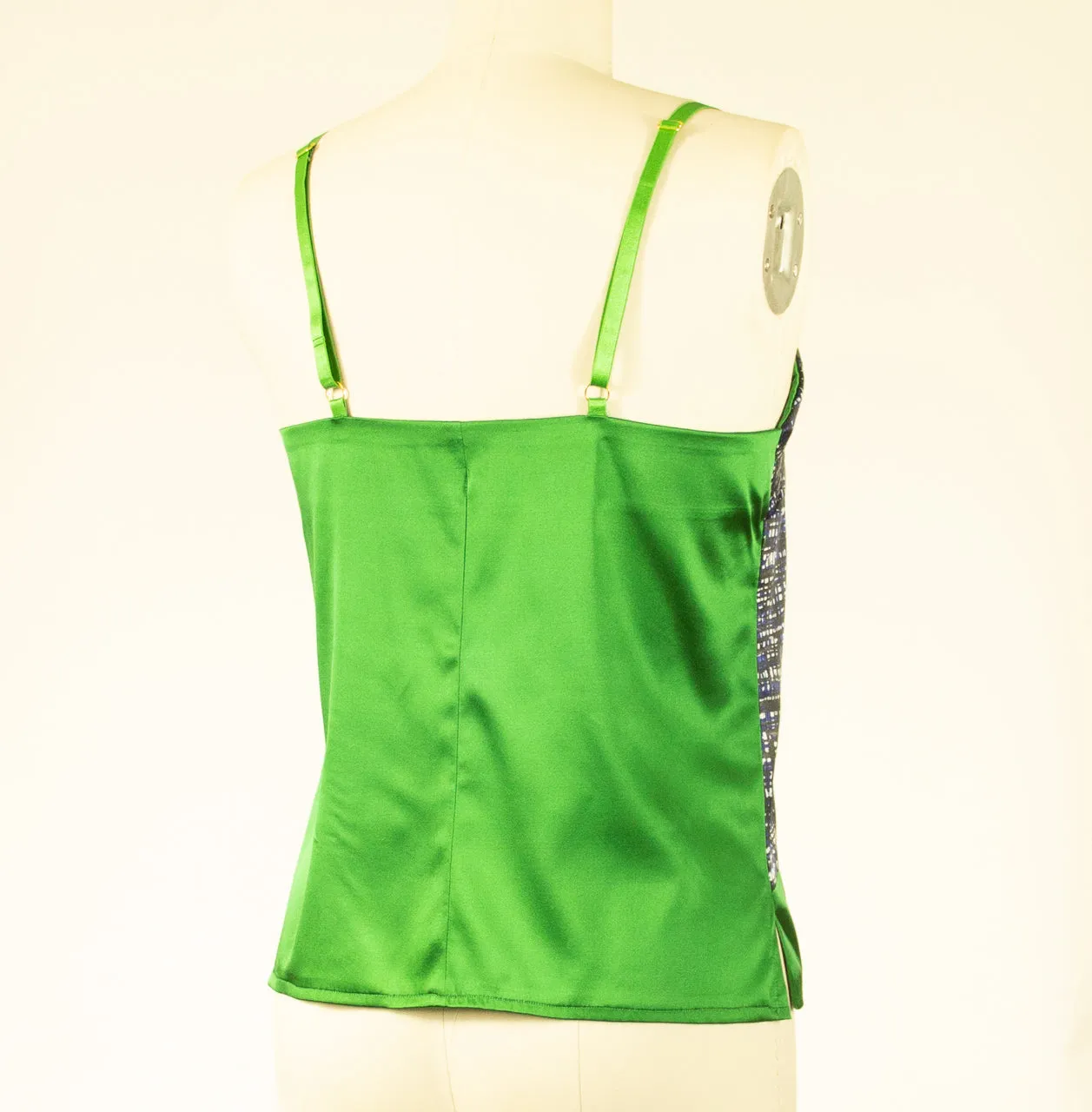 Patchwork Small Stretch Silk Camisole Green