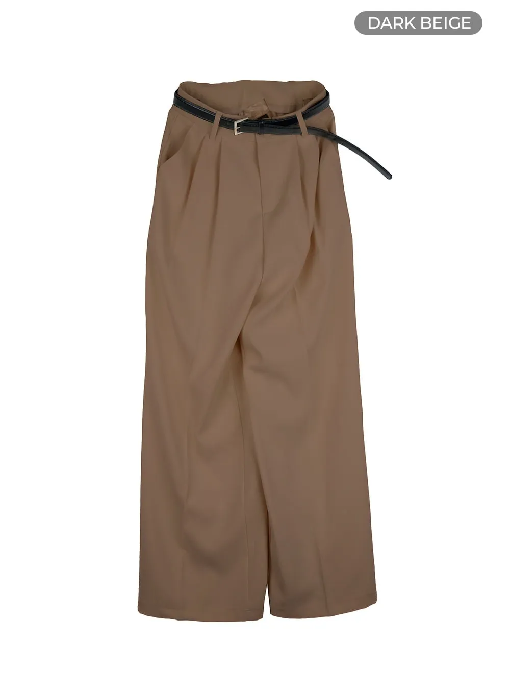 Pintuck Belted Wide Leg Pants OU411