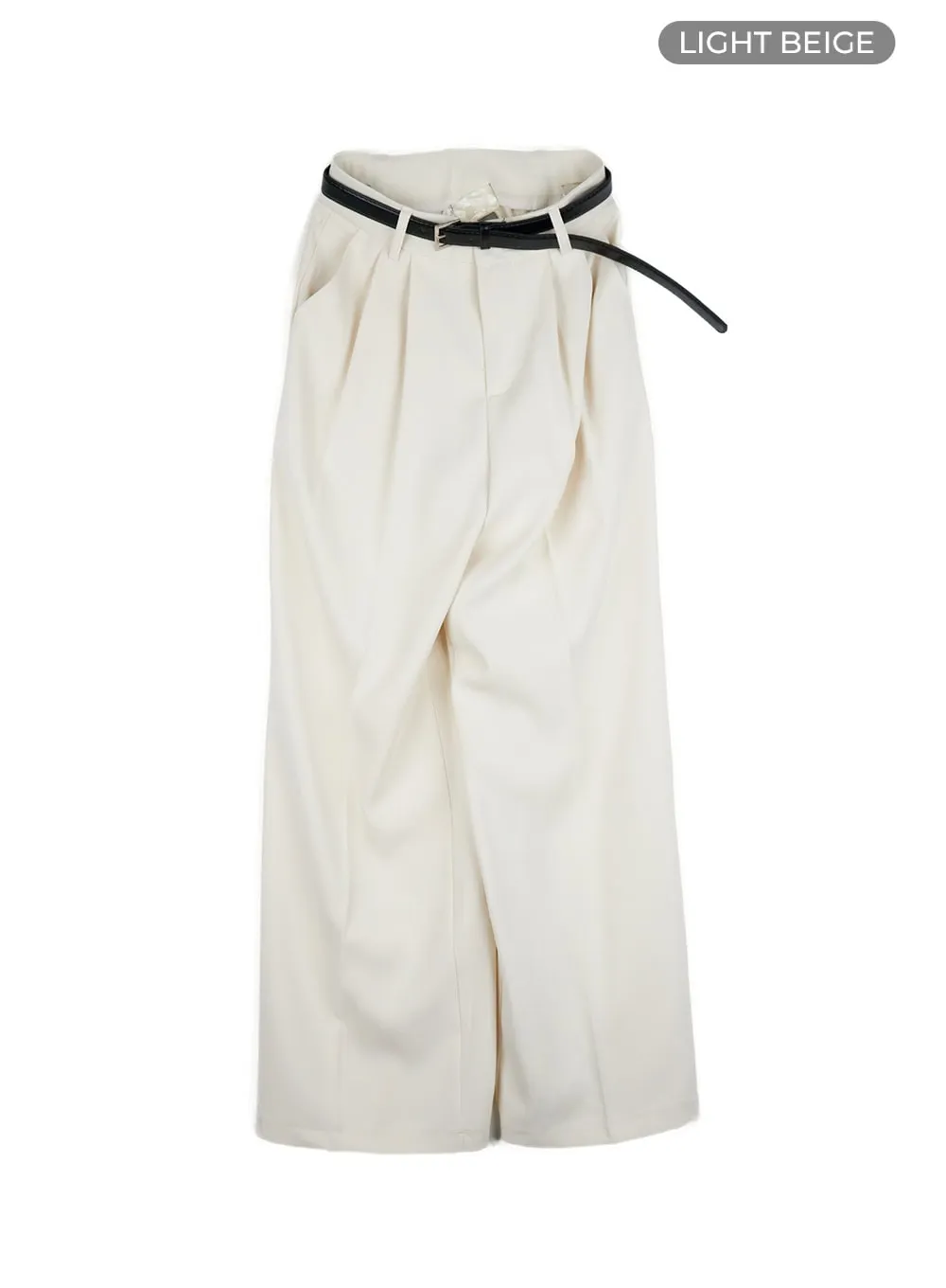 Pintuck Belted Wide Leg Pants OU411