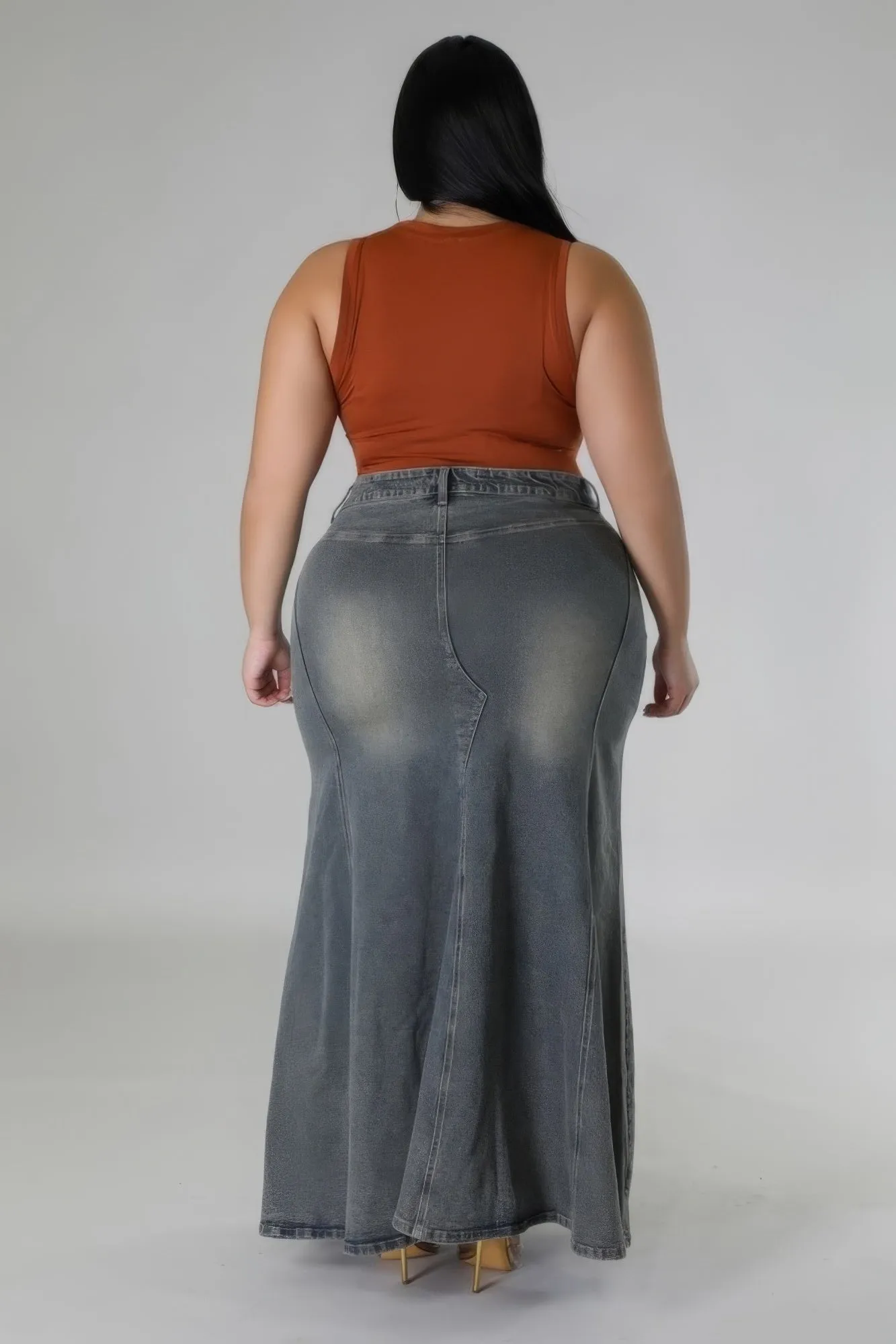 Plus Size High-waisted Stretch Skirt