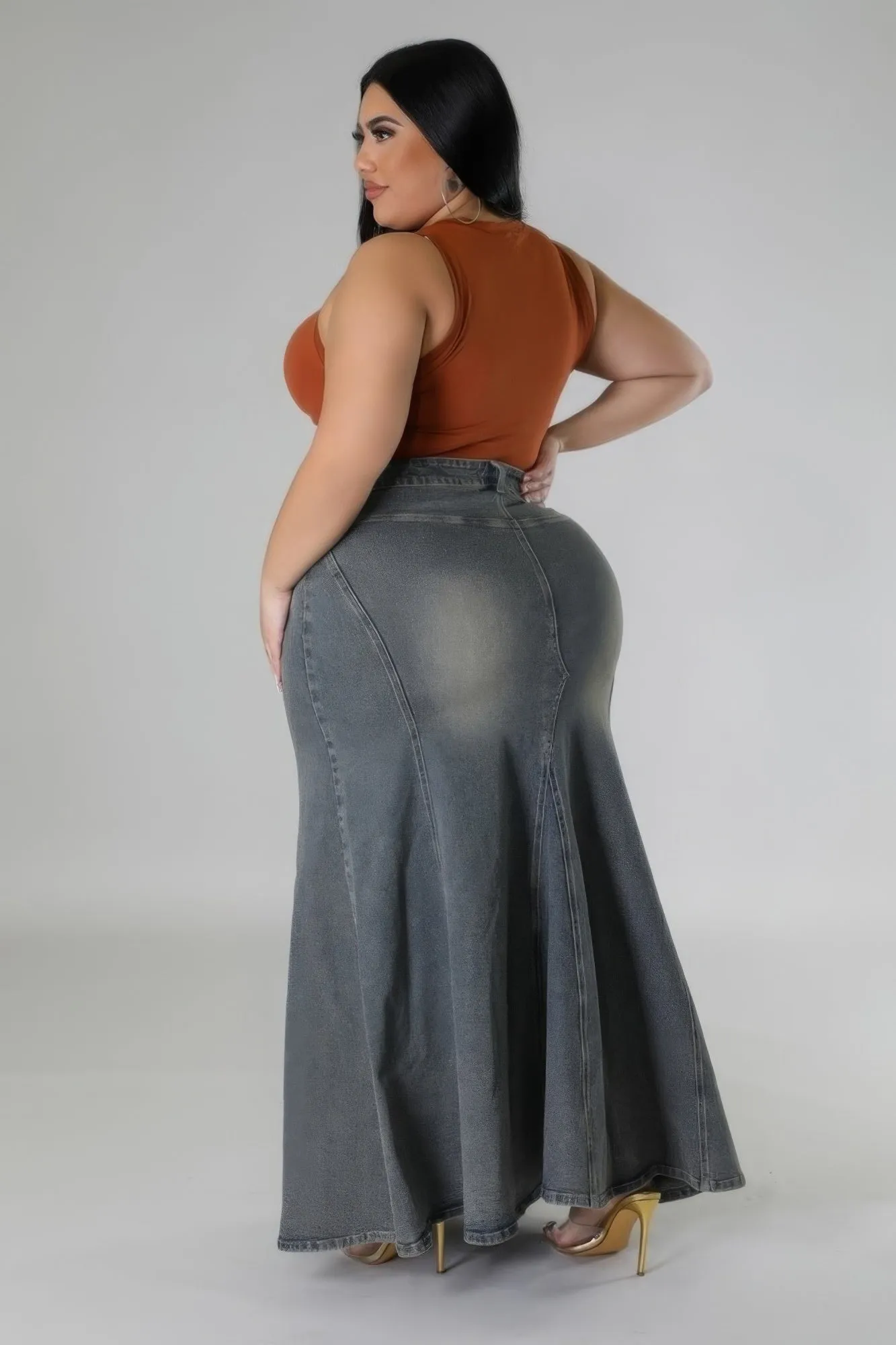 Plus Size High-waisted Stretch Skirt