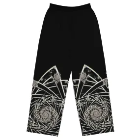 "Black Topological Rose" Collection - All Over Print Unisex Wide Leg Pants