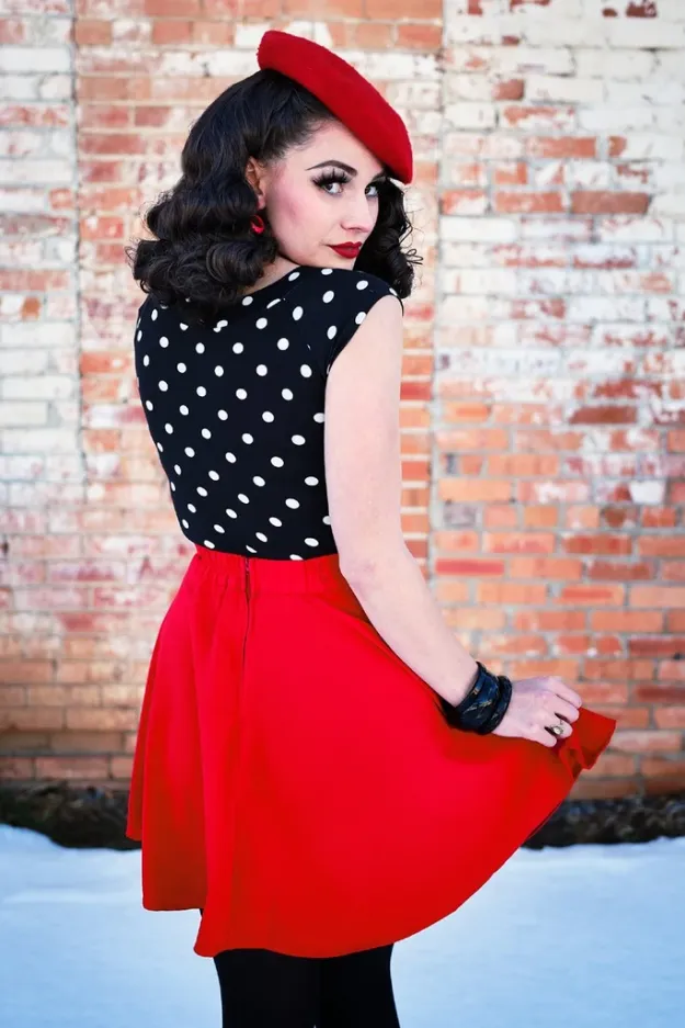 Red Skater Skirt by Retrolicious