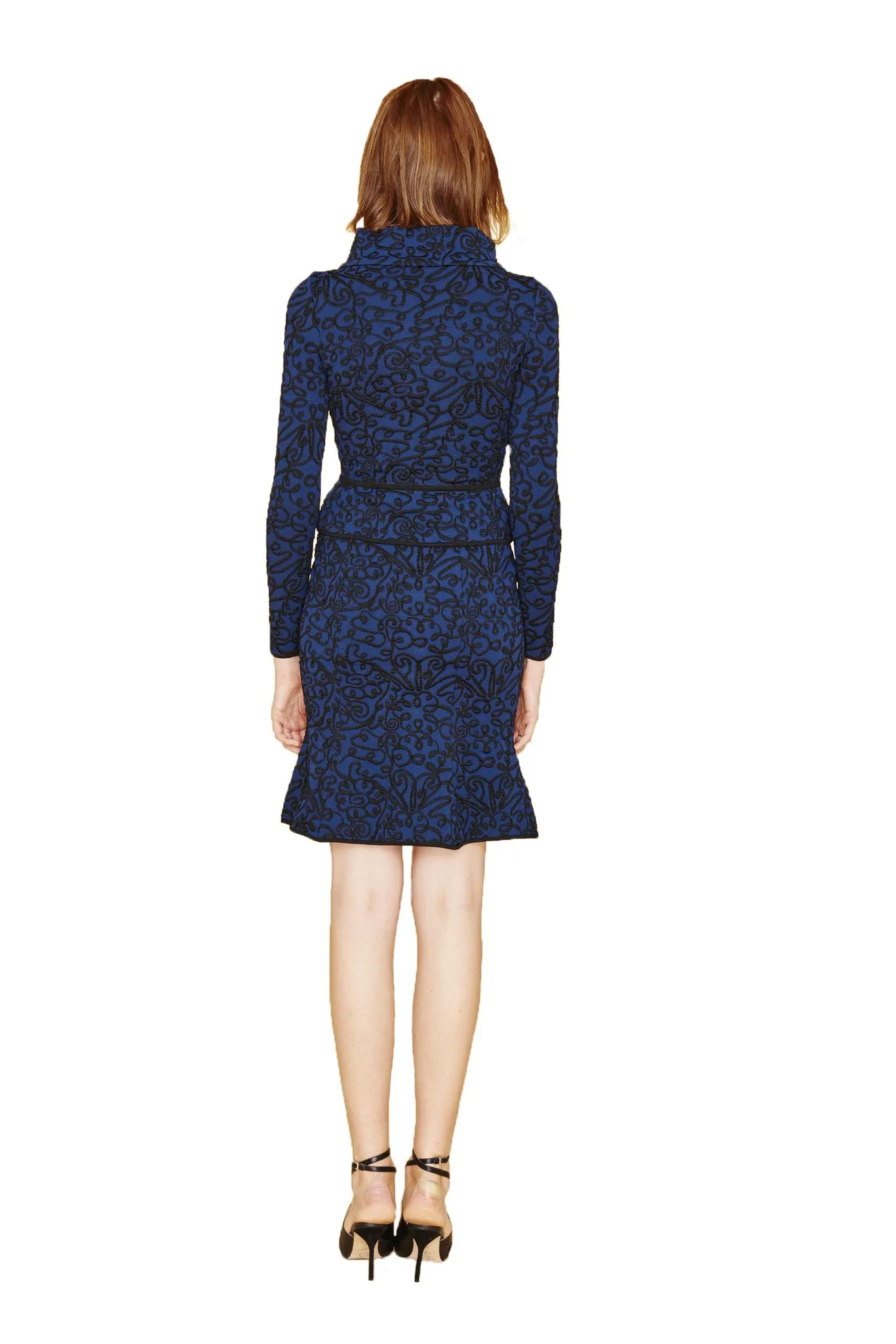 Renee - Black or Navy Blue Brocade Trumpet Skirt