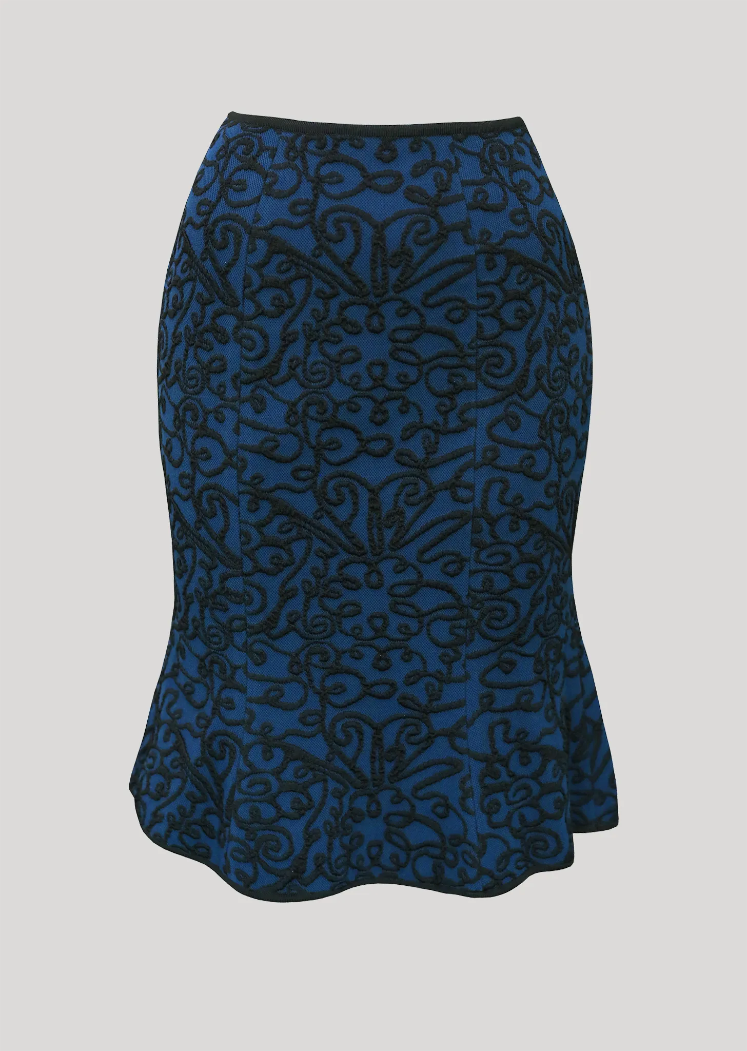 Renee - Black or Navy Blue Brocade Trumpet Skirt