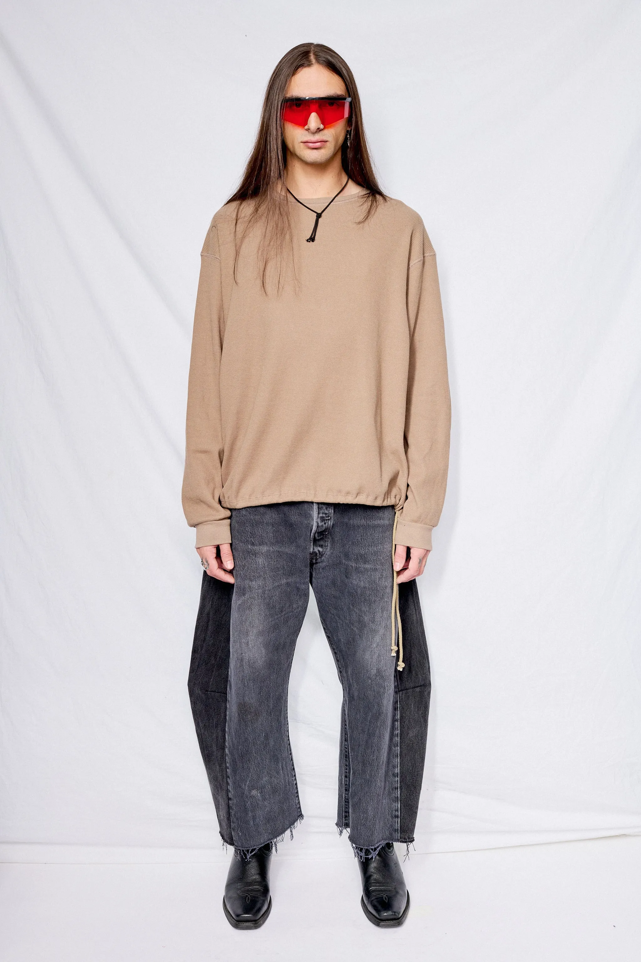 Sand Thermal Knit Long Sleeve Tee