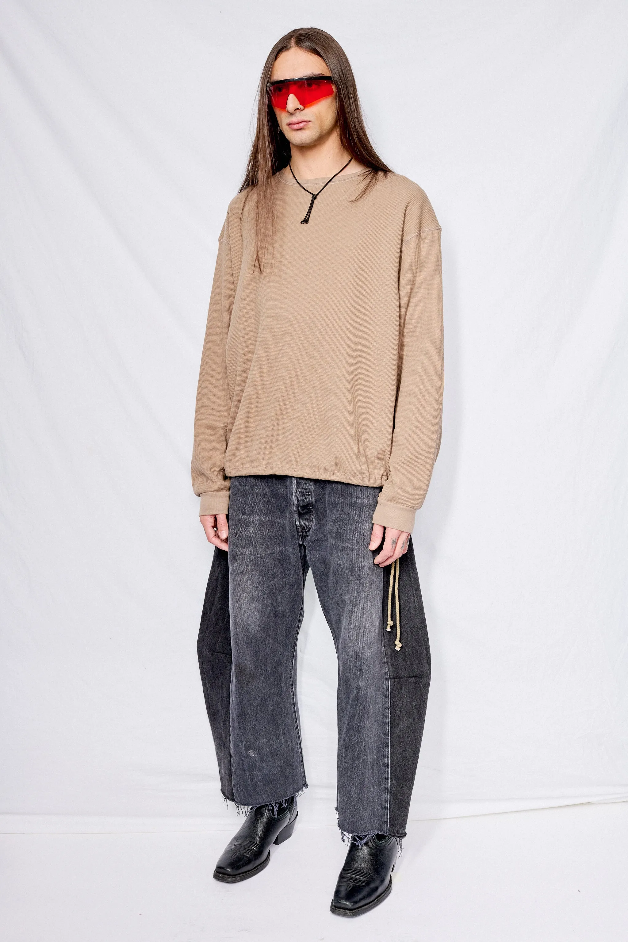 Sand Thermal Knit Long Sleeve Tee