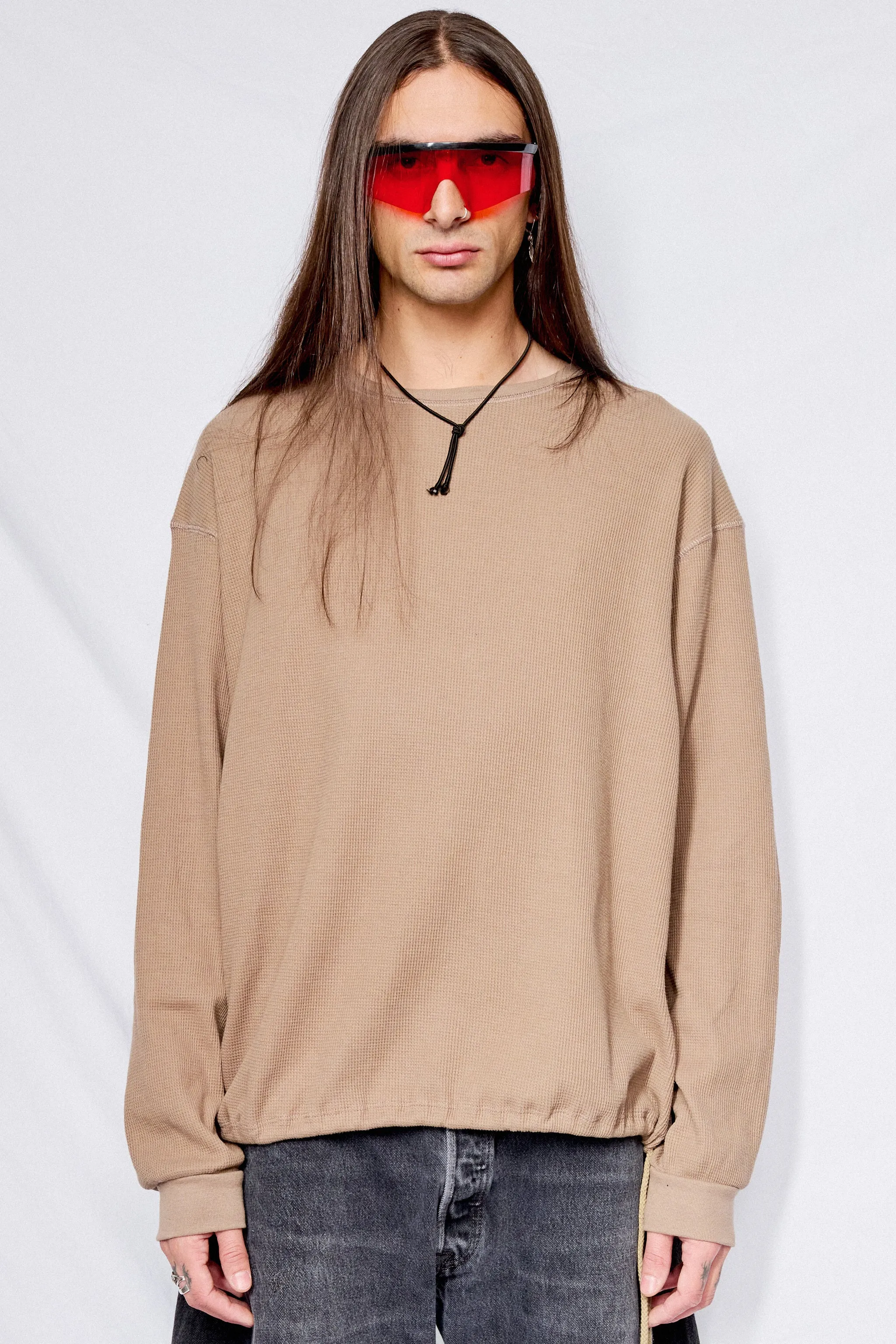 Sand Thermal Knit Long Sleeve Tee