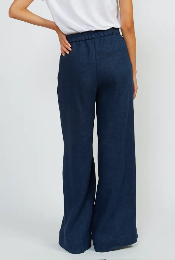 Shosh Indigo Linen Wide Leg Pant