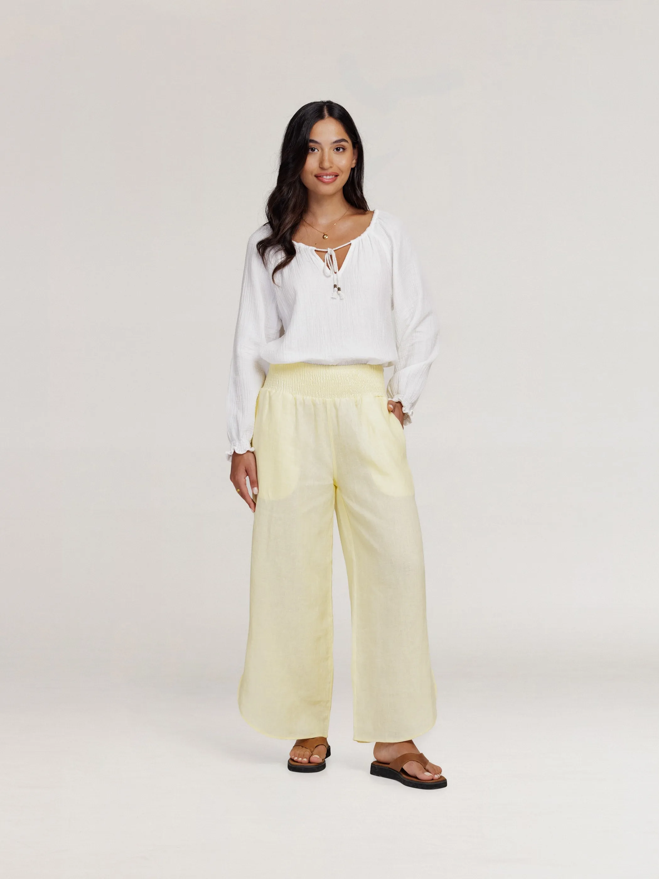 Siena Linen Pants Lemon