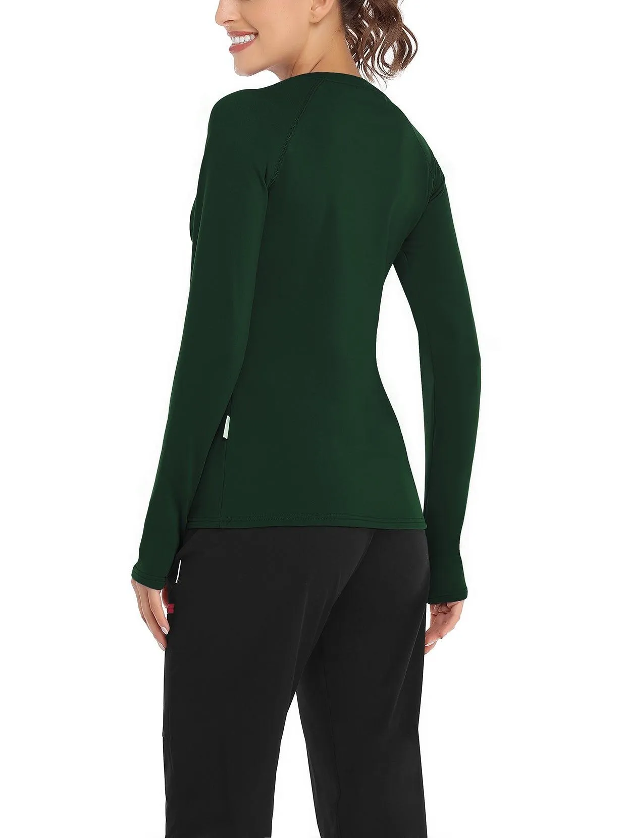 Solid Color V-neck Long-sleeve Thermal Top for Women